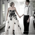 Custom Made Two Tone Gothic Lace Appliques Black and White Wedding Dresses